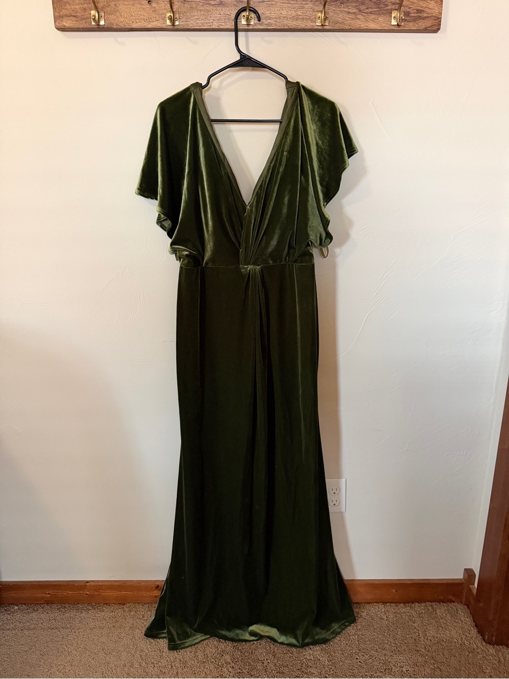 Revelry Olive Green Velvet Maxi Dress